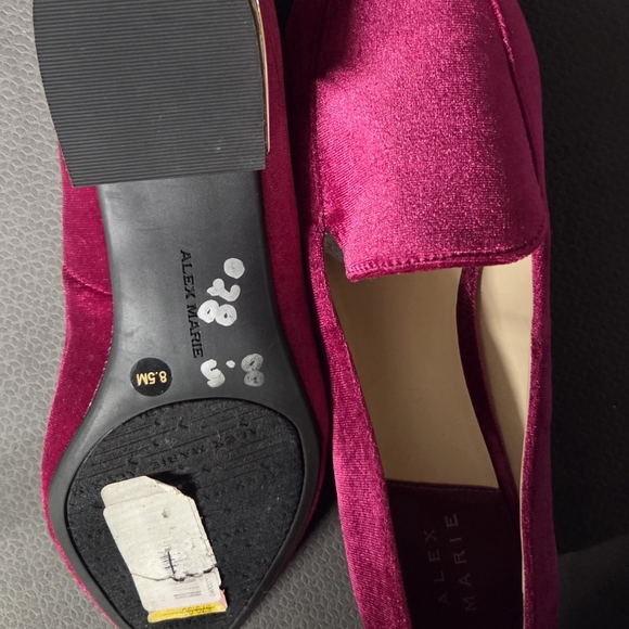 Alex Marie Velvet Loafers in Rich Pink - Picture 5 of 5